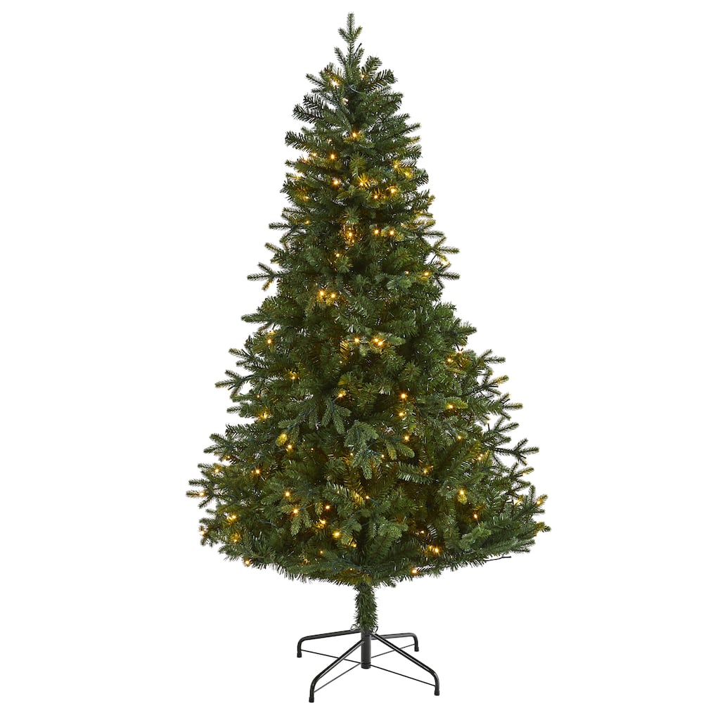6' Pre-Lit Vermont Fir Artificial Christmas Tree, Clear LED Lights - 6 Foot