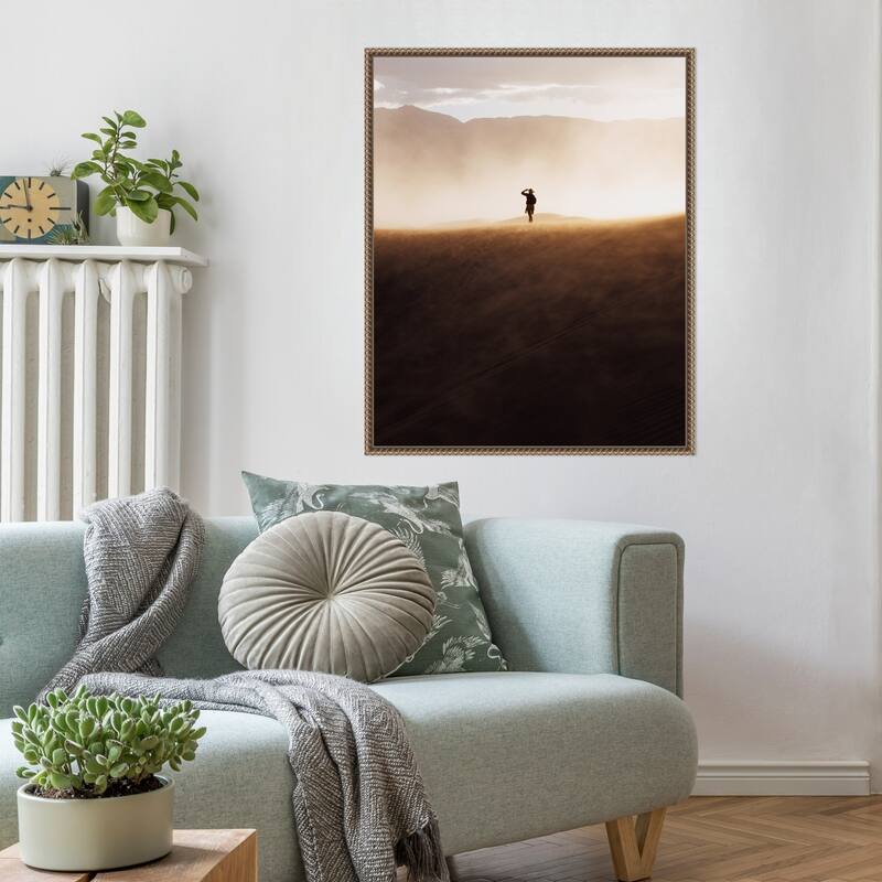 Death Valley Cowboy by Death Valley USA Witold Framed Canvas Wall Art Print - Sylvie Beaded Gold