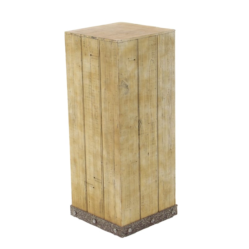 Wood Pedestal Table - Set of 3 Brown - Roche River Decor - 15"Wx15"Lx39"H