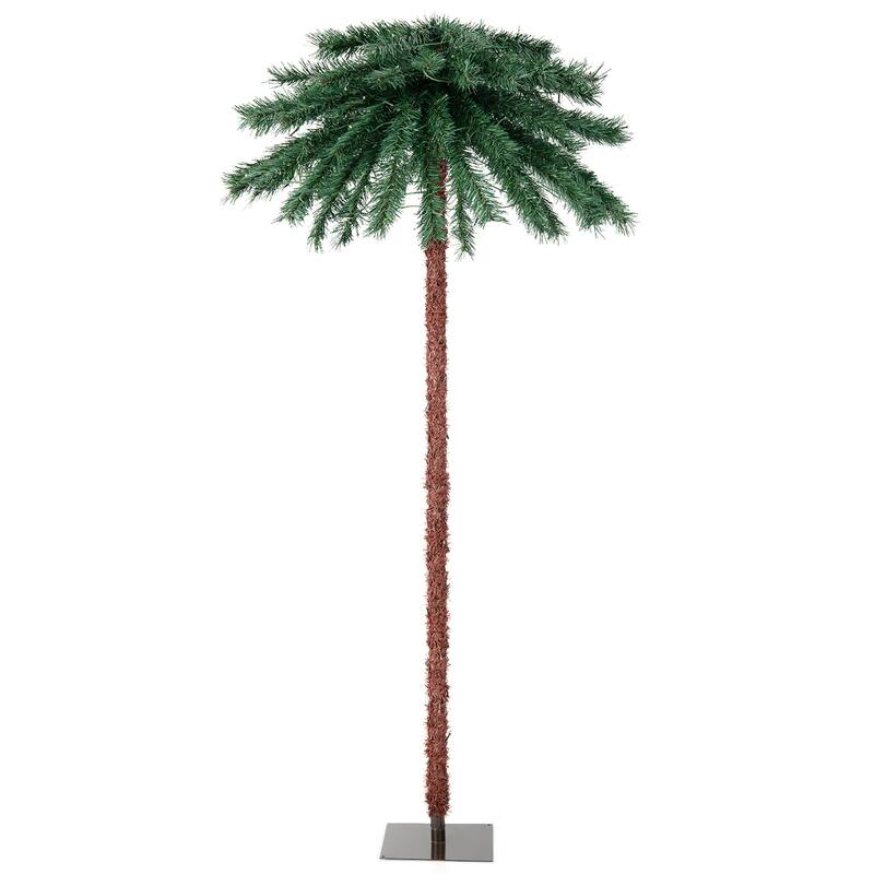 Gymax 6FT Artificial Palm Christmas Tree Pre-Lit Decor Tree w/ PVC