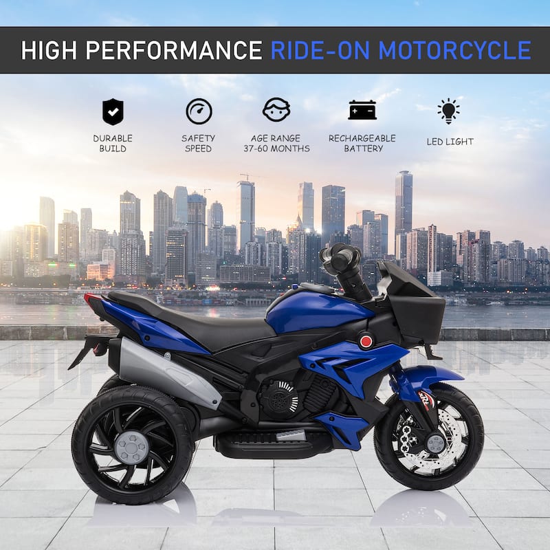 Electric Motorcycle for Kids with Front Lights, Blue Motorized Vehicle Toy with Padded Seat, Ride on Electric Car for Lawn