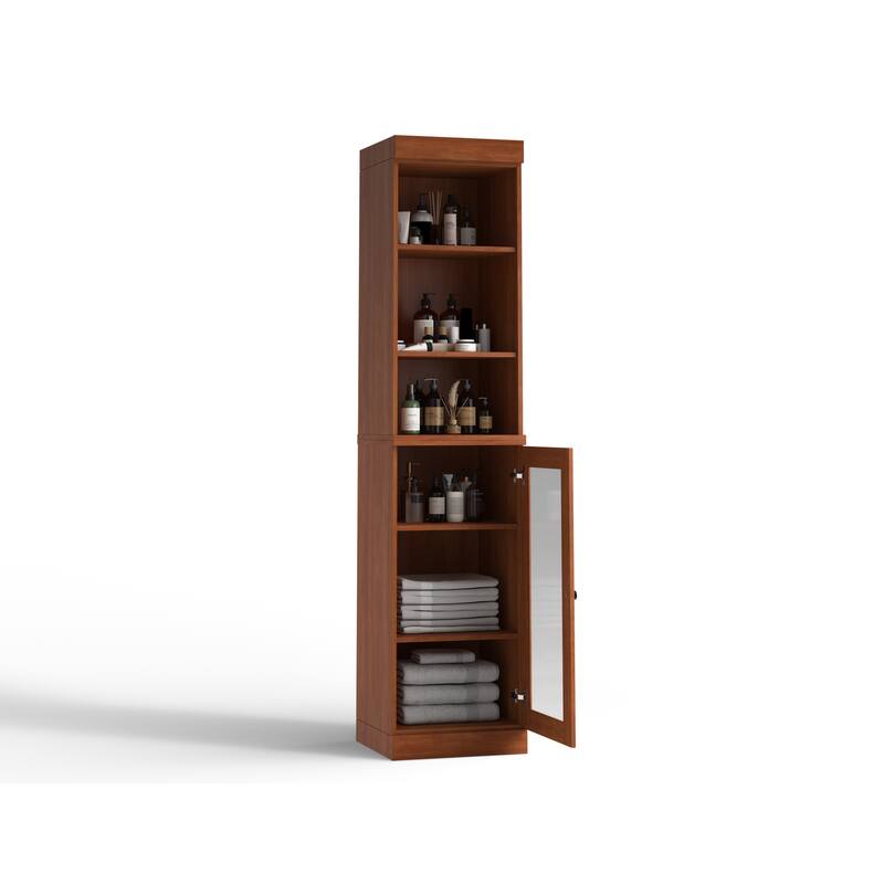 Palace Imports 100% Solid Wood 16.5" Bathroom Storage Cabinet with Clear Glass Doors and Adjustable Shelves