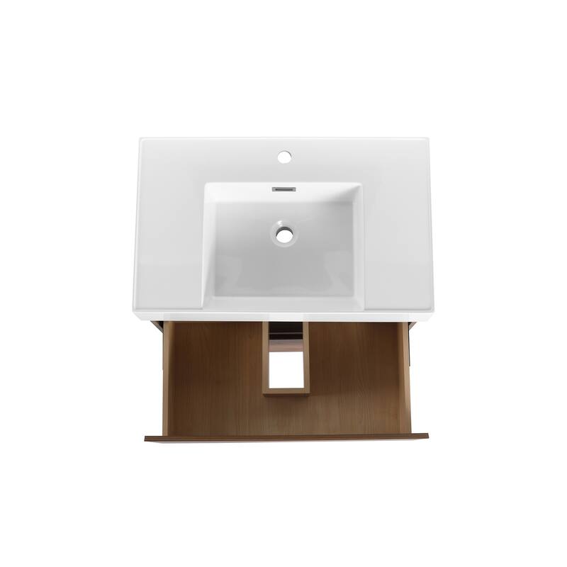 30 in. W x 18 in. D x 35 in. H Single Sink Freestanding Bath Vanity with White Resin Top