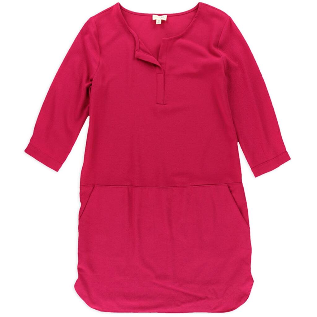 maison Jules Womens Split Neck Shift Dress, Pink, X-Small