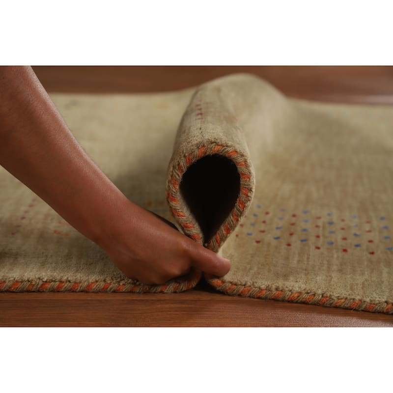 Hand Knotted Oriental 100% Wool Carpet Tribal Tribal Brown Gabbeh Area Rug - 7' 8'' X 4' 11''