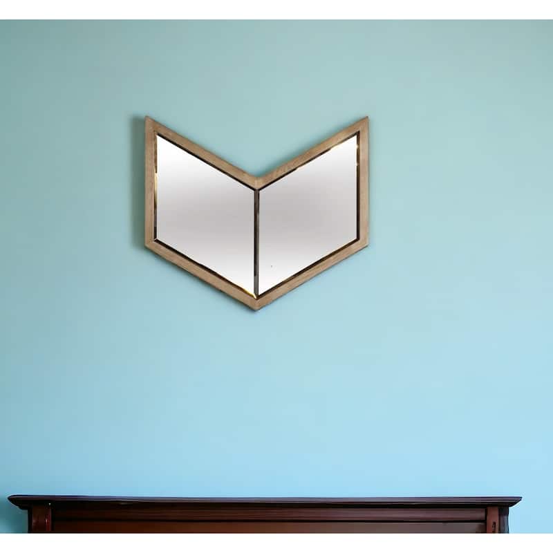 HomeRoots 23" Natural Novelty Wood Framed Accent Mirror - 25.98' X '22.53' X '1.57 - 25.98' X '22.53' X '1.57 - Natural