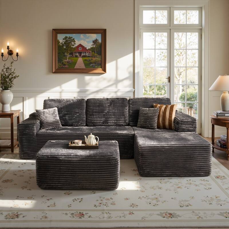 ​​OVIOS Lazy Chaise Lounge Sofa with Ottoman​