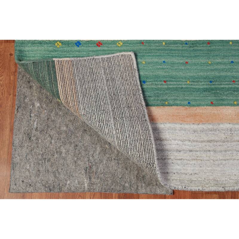 Hand Knotted Oriental 100% Wool Carpet Tribal Stripe Greys & Charcoal Gabbeh Area Rug - 12' 6'' X 9' 2''