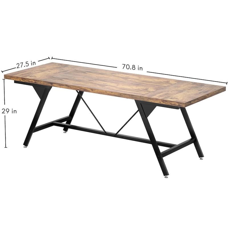 70.8-in Modern Farhouse Dining Table for 6 people, Large Kitchen Desk for Dining Room