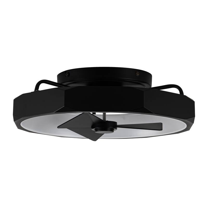 19" Modern Black Ultra Flush Mount Ceiling Fan with Light and Remote