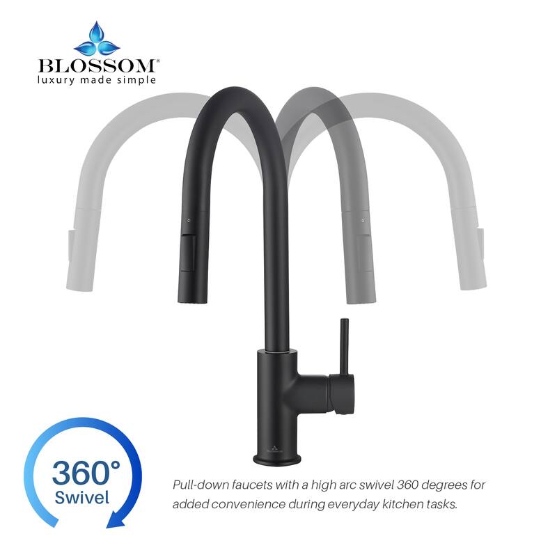 Blossom Solid Pull-Down Kitchen Faucet w/ 360 Swivel, Single Handle