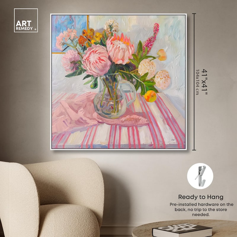 Pink Protea Pitcher Canvas by Art Remedy