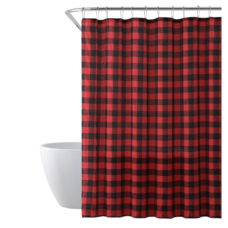 Shower Curtain With Buffalo Plaid Design