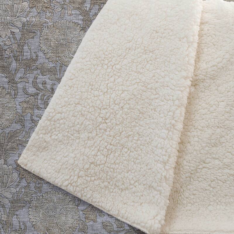Premium Machine Washable Floral Sherpa Throw Blanket