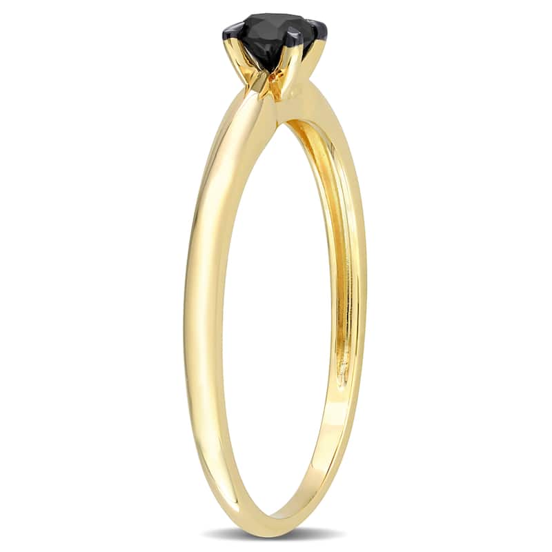 Miadora 1/4ct TDW Black Diamond Solitaire Engagement Ring in 14k Yellow Gold