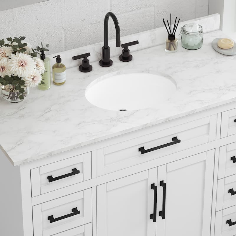 Bathroom Vanity with Marble Countertop without Mirror
