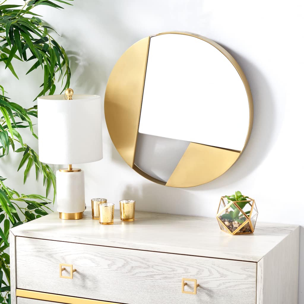 SAFAVIEH Marcela 20-inch Round Brushed Brass Mirror - 20" W x 1.5" D x 20" H - 20Wx2Dx20H