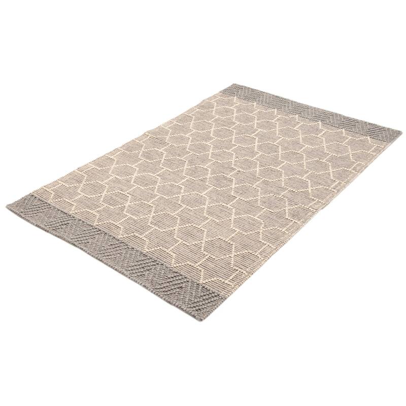 ECARPETGALLERY Braid weave Sienna Grey Wool Rug - 5'0 x 8'3