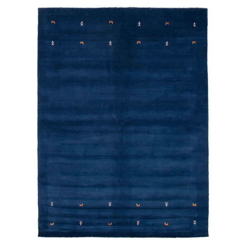 Kashkuli Gabbeh Blue Rug 6'8" x 9'4" - 6'8 x 9'4 - Dark Blue - 6'8 x 9'4