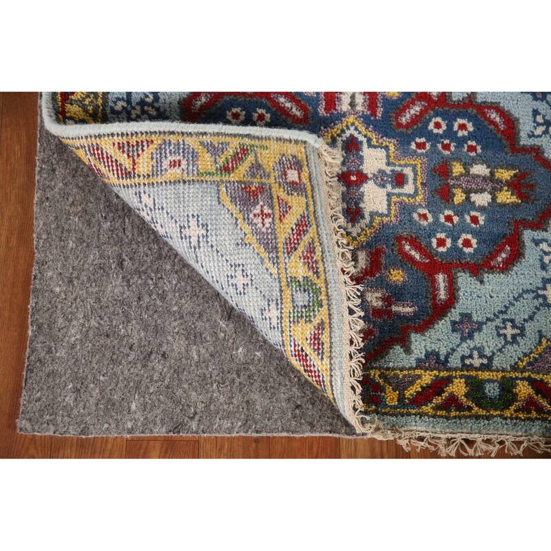 Blue Geometric Kazak Runner Rug Handmade Wool Carpet - 2'6"x 8'0"
