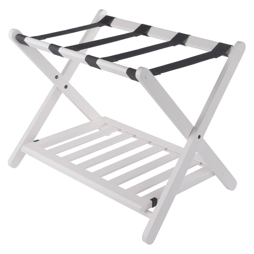 Reese Luggage Rack with Shelf White Finish