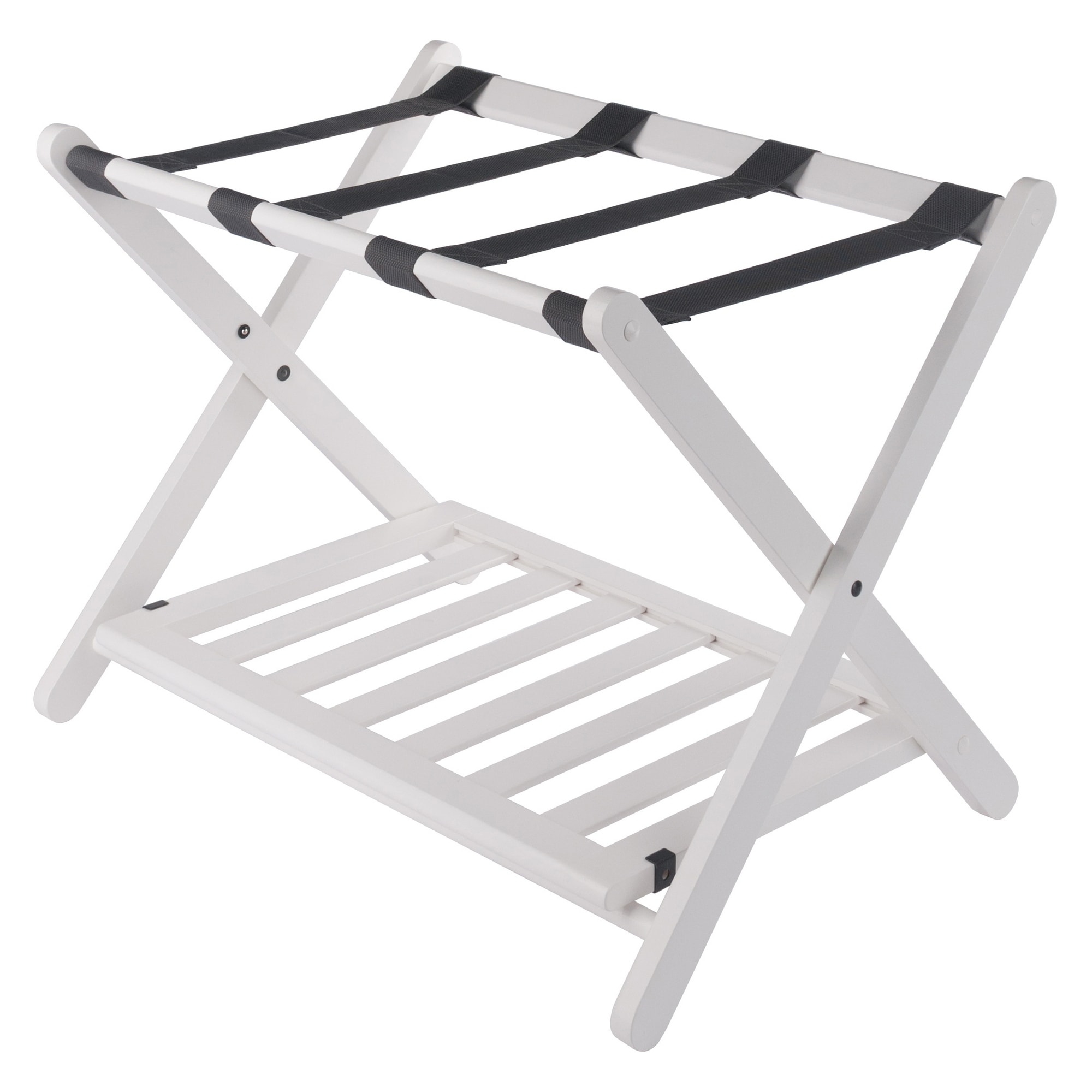 Reese Luggage Rack with Shelf White Finish