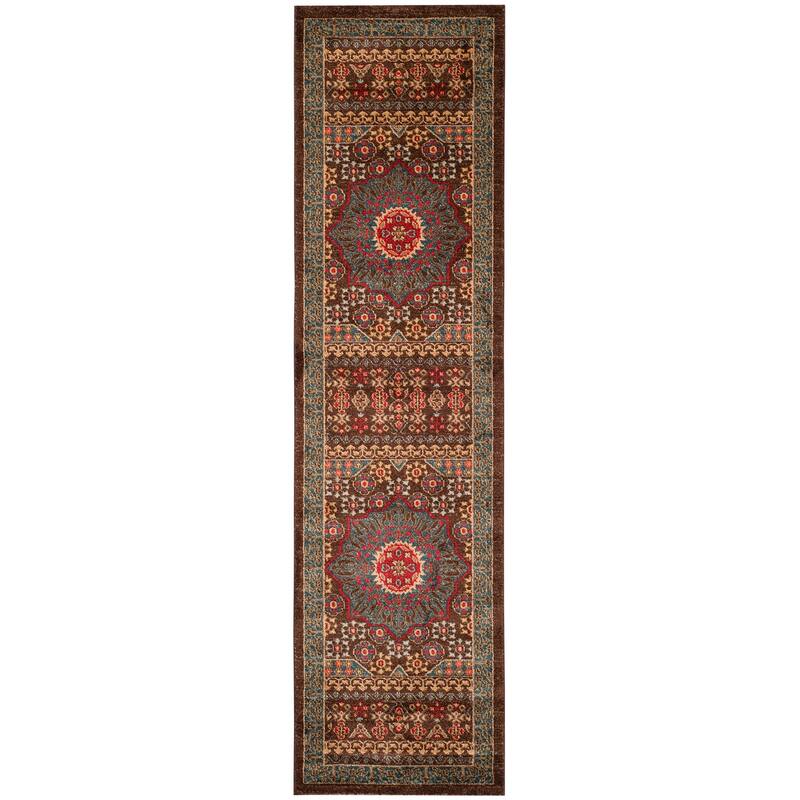 SAFAVIEH Mahal Hildegund Traditional Oriental Rug - 2'2" x 8' Runner - Navy/Red