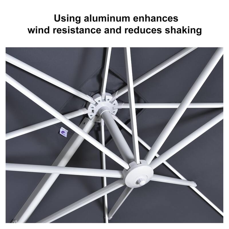 PURPLE LEAF 9 ft White Cantilever Patio Umbrella with 360 Degree Rotation With Base