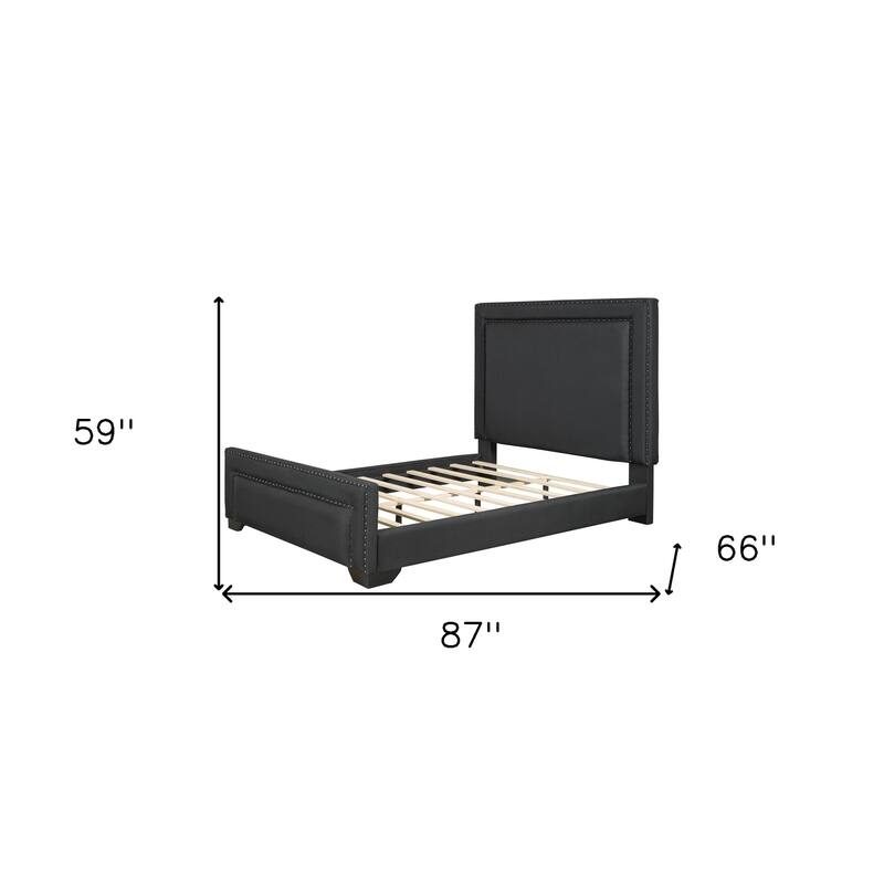 HomeRoots Black Tufted Velvet Upholstered Queen Bed Frame