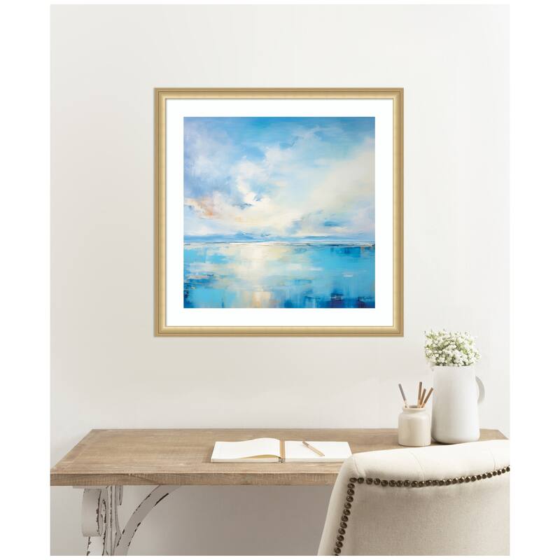 Kate and Laurel Framed Art Serence Coastal Waters Tranquil Landscape by The Creative Bunch Studio