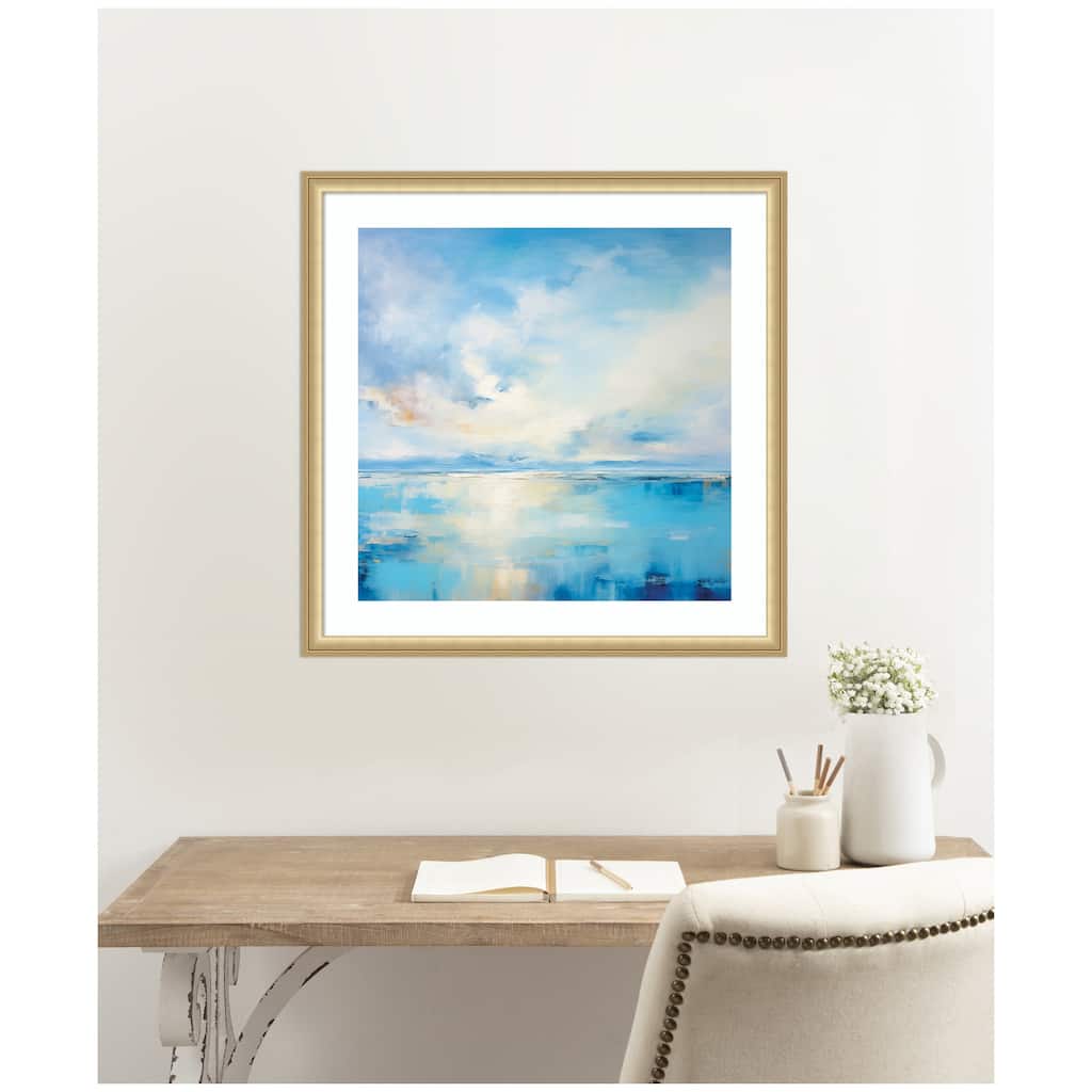 Kate and Laurel Framed Art Serence Coastal Waters Tranquil Landscape by The Creative Bunch Studio