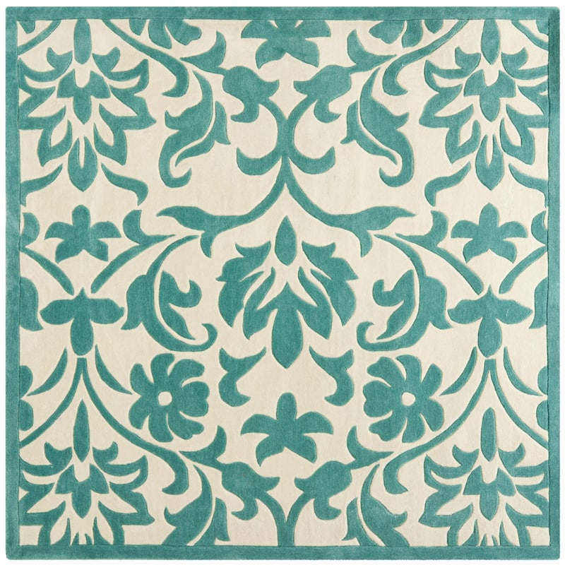 SAFAVIEH Handmade Modern Art Candelaria Modern Polyester Rug - 7' Square - Ivory/Light Blue