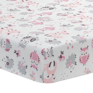 Lambs & Ivy Friendship Tree White/Pink Woodland Owl Fox Baby Crib Fitted Sheet