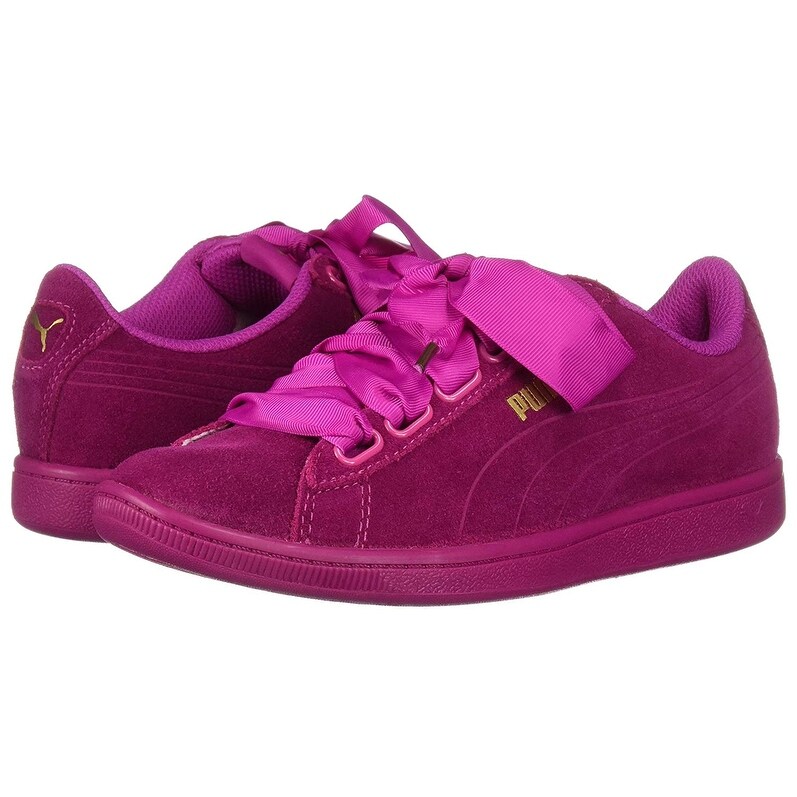 pink pumas with ribbon