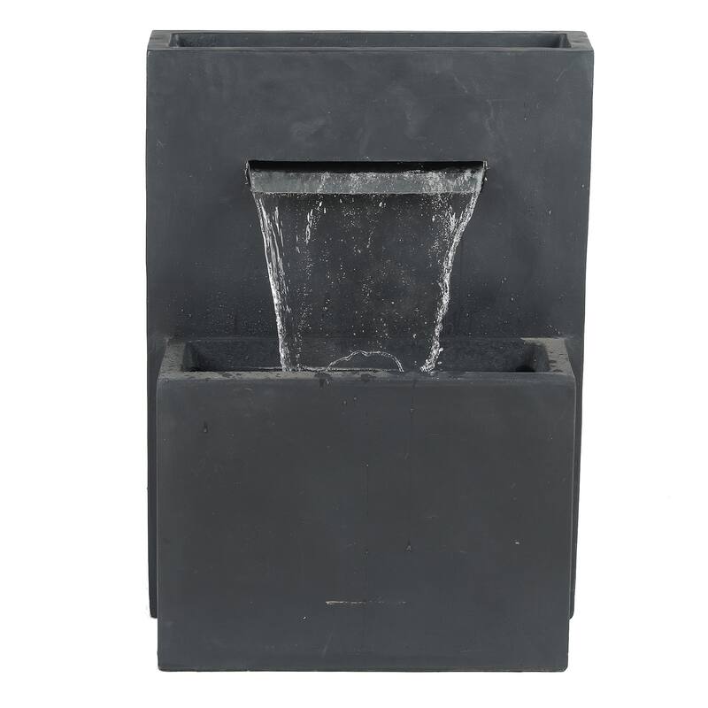 Grey Rectangular Resin Modern Rectangular Waterfall Outdoor Fountain