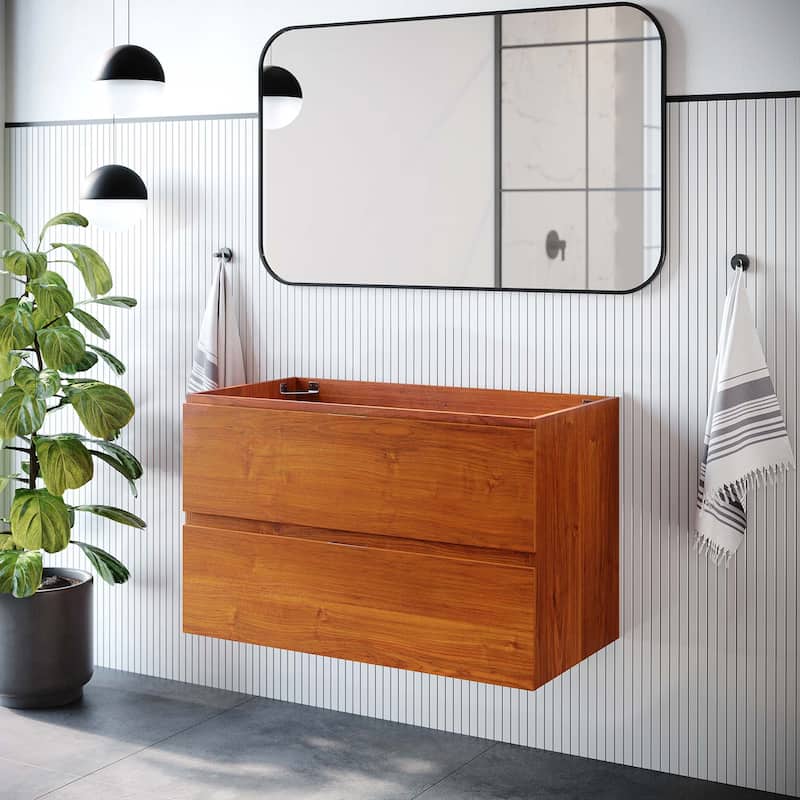 Scenic 36" Wall-Mount Bathroom Vanity Cabinet - Wood Finish - Single Vanities - Cherry Walnut