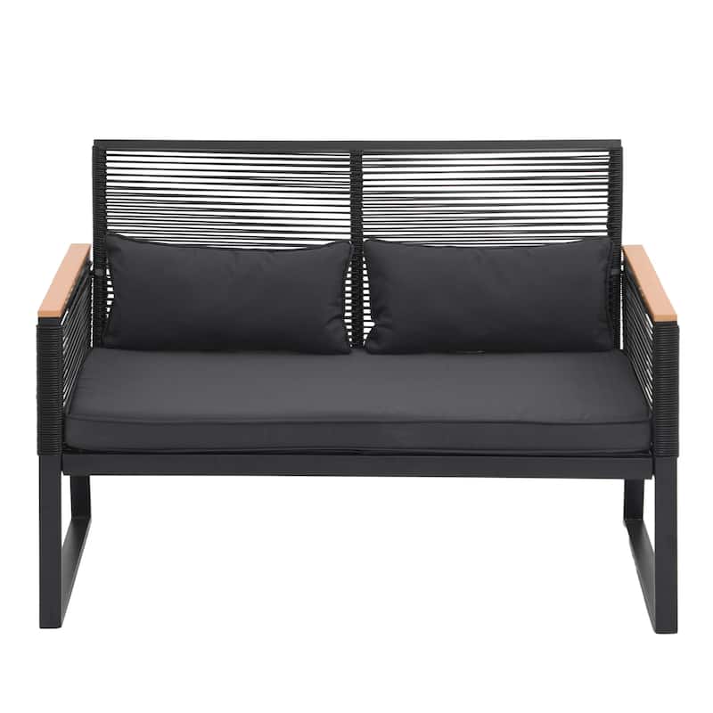 Patio Wicker Loveseat with Cushions