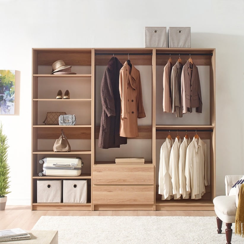 Prosper Oak Freestanding Walk in Wood Closet System
