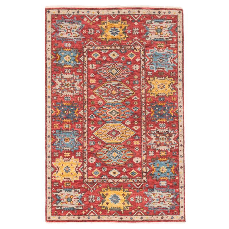 ECARPETGALLERY Hand-knotted Modern Oushak Red Wool Rug - 5'2 x 8'0