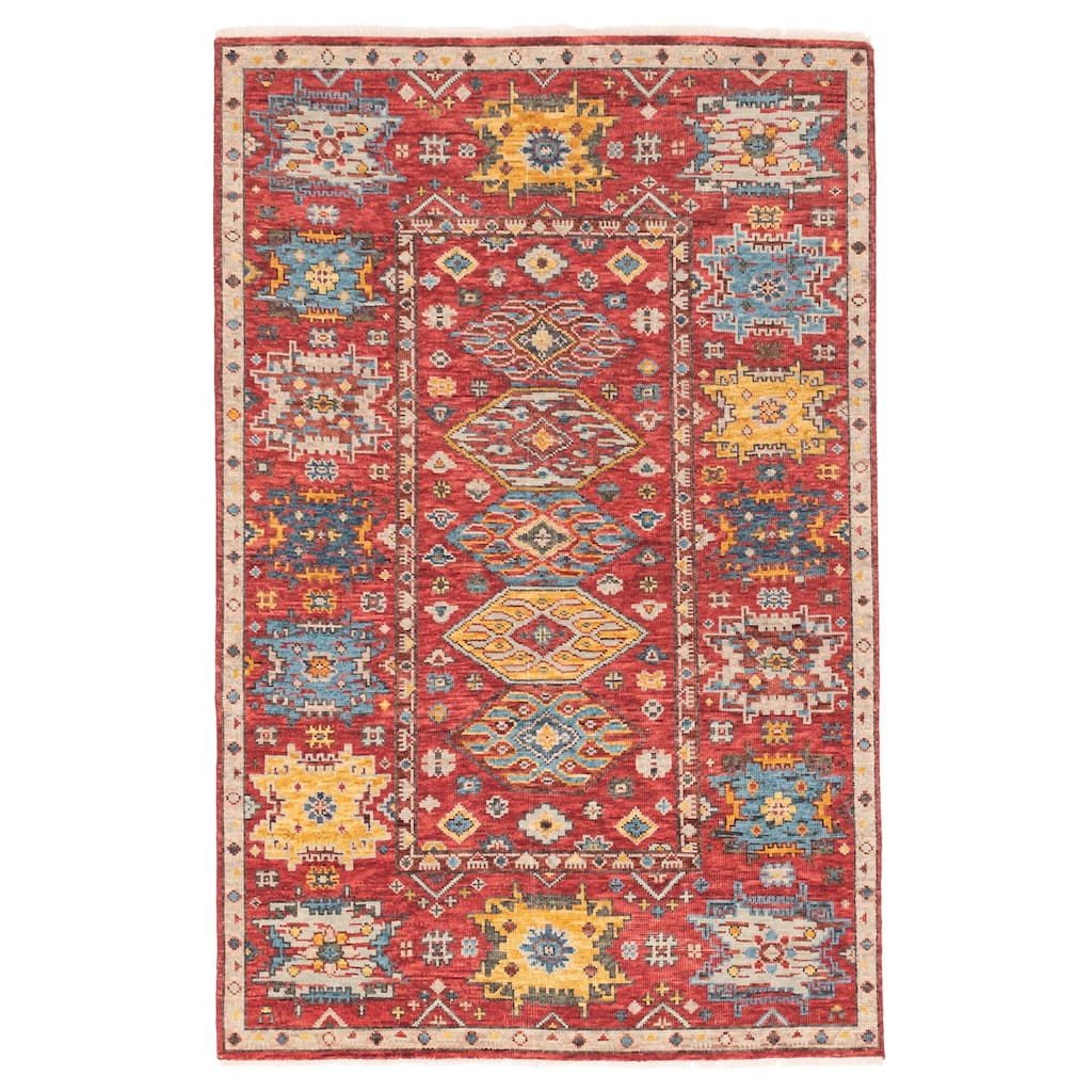 ECARPETGALLERY Hand-knotted Modern Oushak Red Wool Rug - 5'2 x 8'0