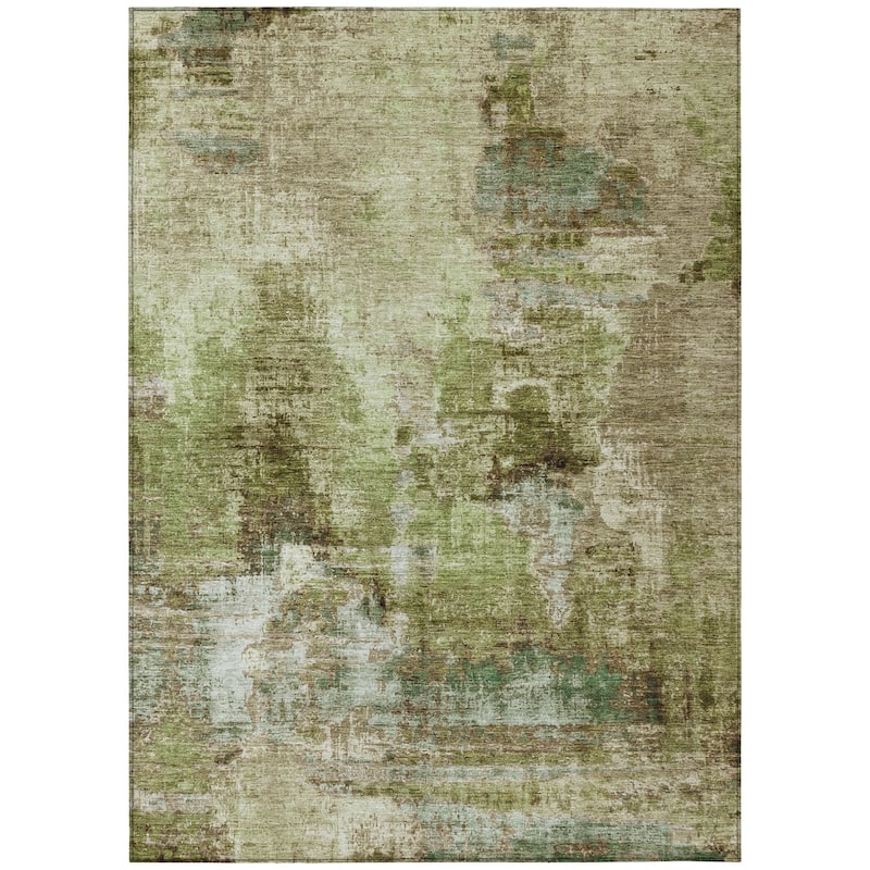 Machine Washable Indoor/ Outdoor Abstact Contemporary Chantille Rug