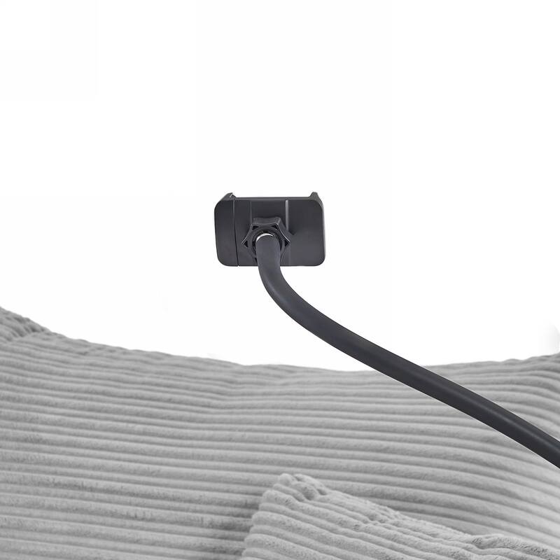 Corduroy Armchair with Footrest & USB
