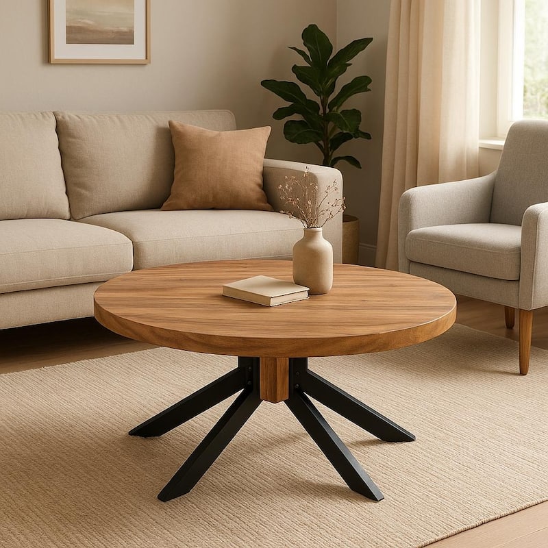 Sheesham Wood Round Coffee Table - 35" - 35" X 35"