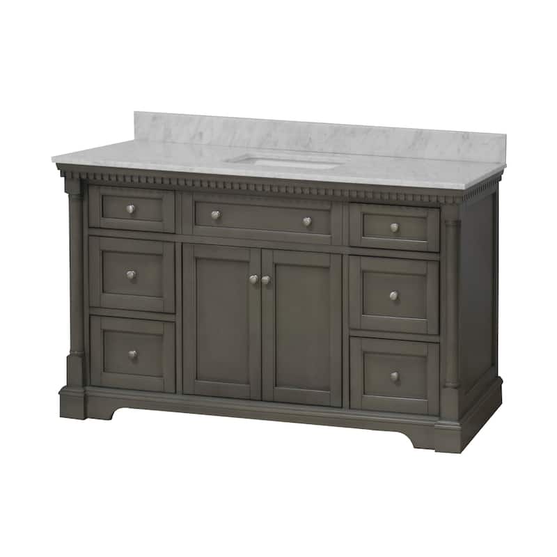 KitchenBathCollection Sydney 60" Single Bathroom Vanity with Carrara Marble Top