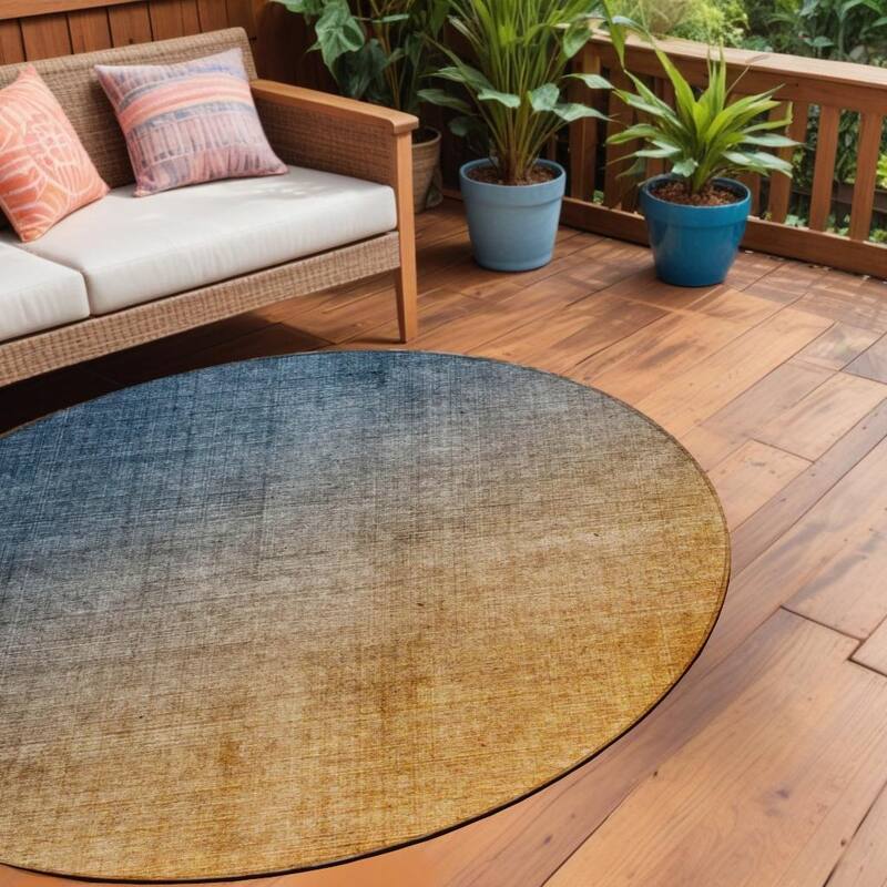 Alvalo Ombre Weather Resistant Blended Style Outdoor Rug - 8' Round - Multi