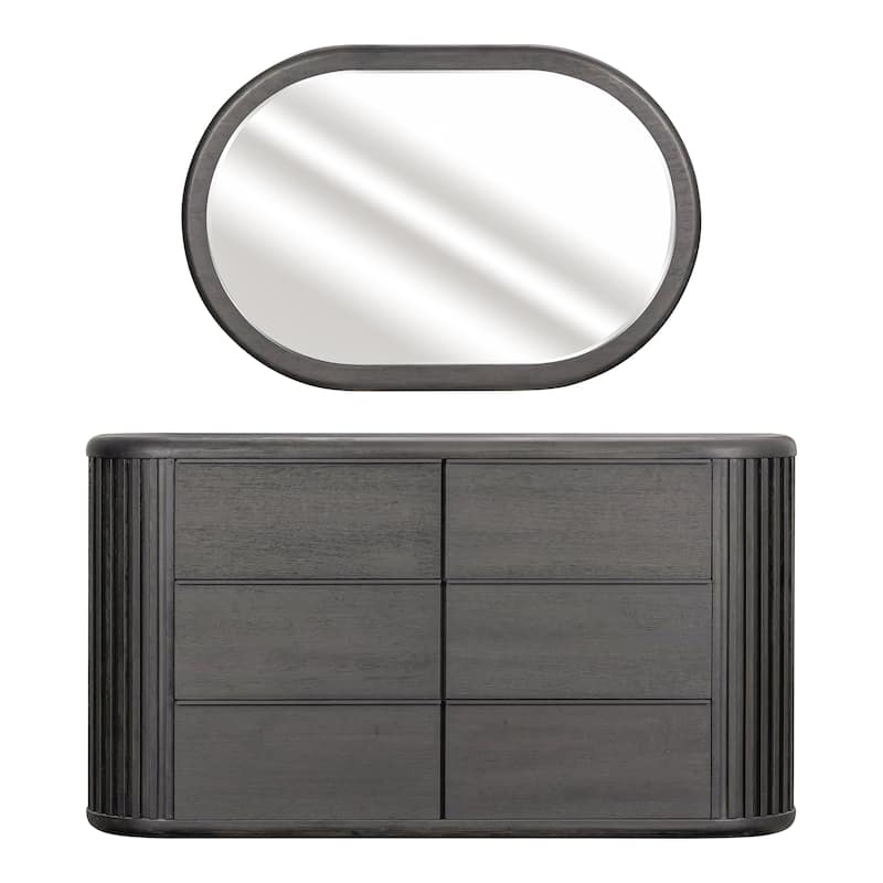 Furniture of America Caelan I Modern 6-Piece Black Solid Wood Fluted Panel Bedroom Set