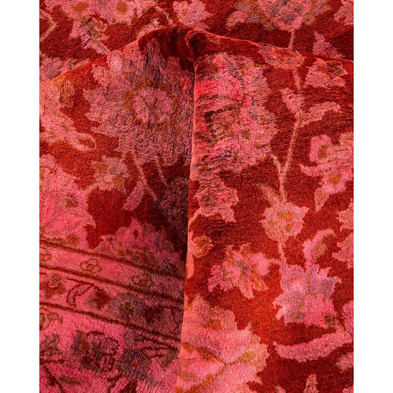 Overton Hand Knotted Wool Vintage Inspired Modern Contemporary Overdyed Red Area Rug - 6' 2" x 8' 10"