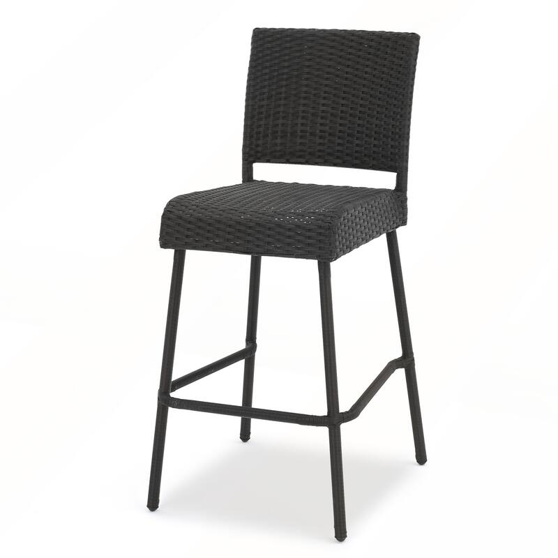 29IN Outdoors PE Rattan Armless Barstools Set of 2