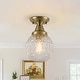 preview thumbnail 1 of 10, Vintage Brass Diamond Cut Glass Flush Mount Ceiling Light