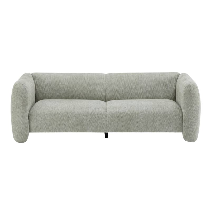 3-Seater Chaise Lounge Sofa with Curved Design, Wave-Shaped Fabric Loveseat Recliner Sofa with Plush Cushions